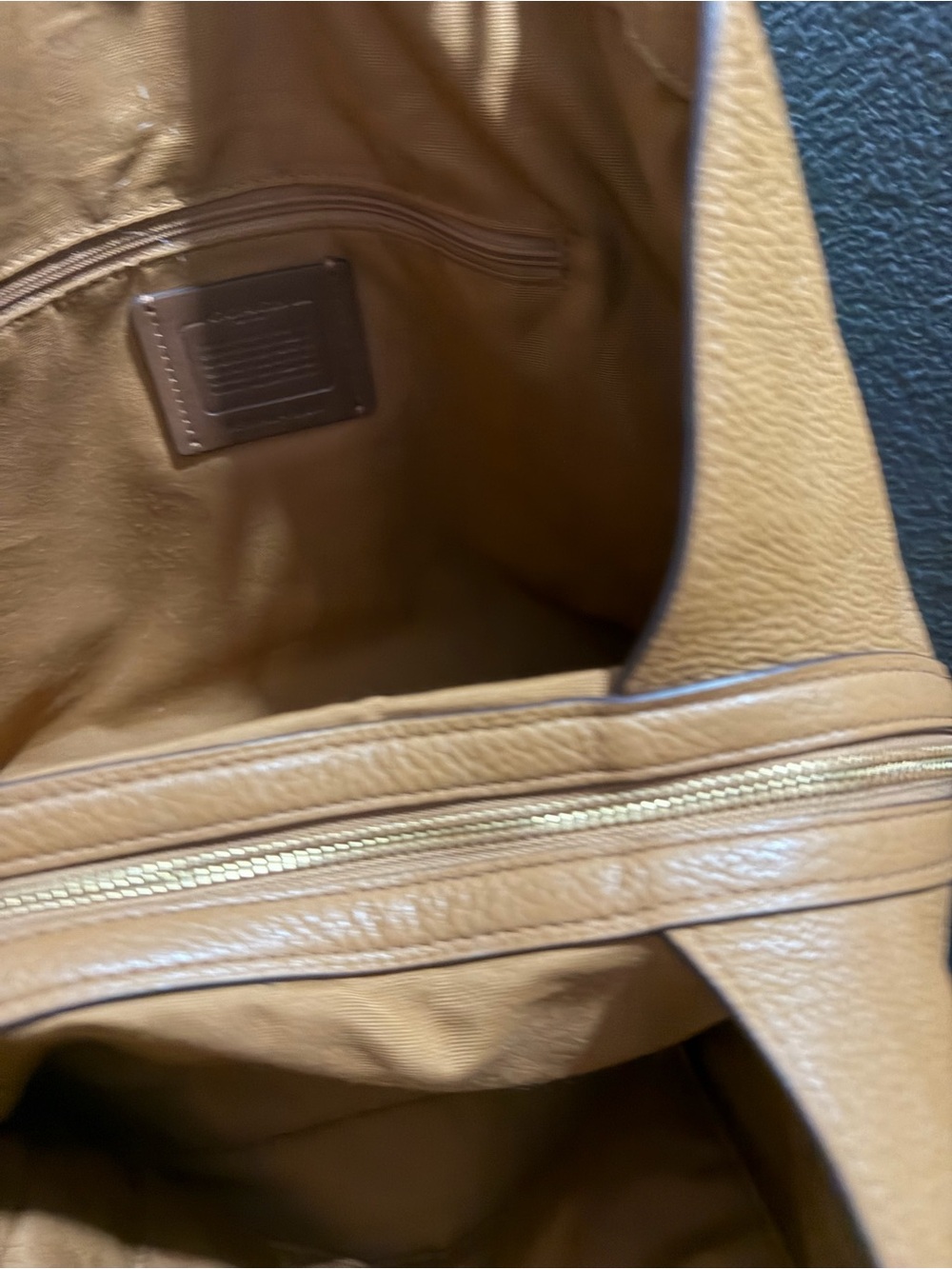 Coach Tan Pebbled Leather Shoulder Bag with Floral Charm - Picture 8 of 16
